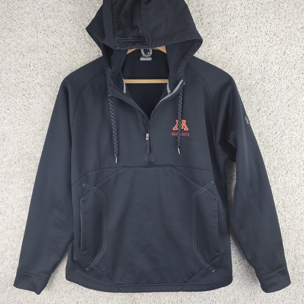 Under Armour Minnesota Gophers 1/2 Zip Pullover Black Small Hooded Sweatshirt